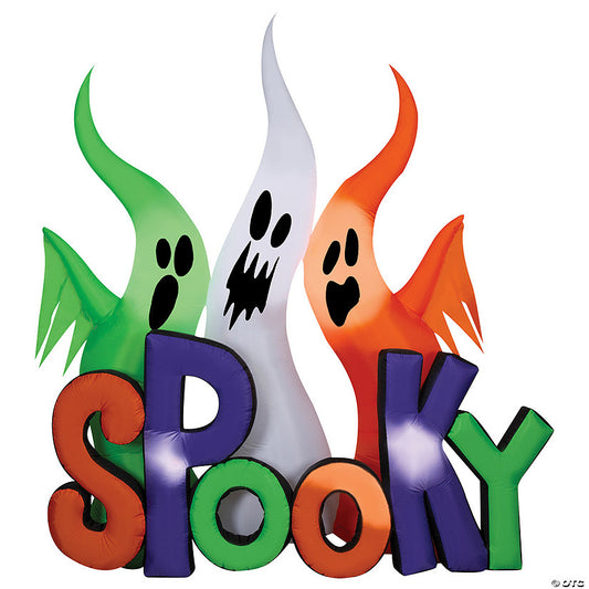 96" Airblown Inflatable Ghosts w/Spooky Sign Halloween Yard Decoration | USA Decoration®