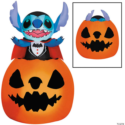 1 Piece(s): 5 Ft. Airblown® Inflatable Animated Lilo & Stitch™ Vampire Stitch with Jack-O'-Lantern Halloween Outdoor Yard Decoration | USA Decoration®