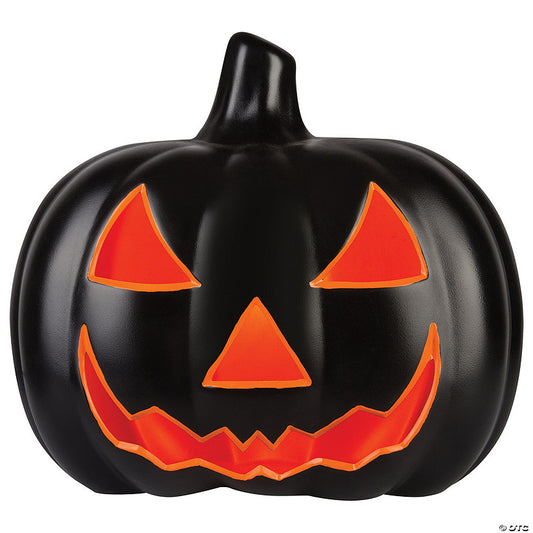 1 Piece(s): 17" Scary Black Jack O Lantern with Orange Light Halloween Decoration | USA Decoration®