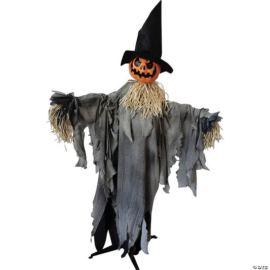 72" Animated Scarecrow Pumpkin with Hat Halloween Decoration | USA Decoration®