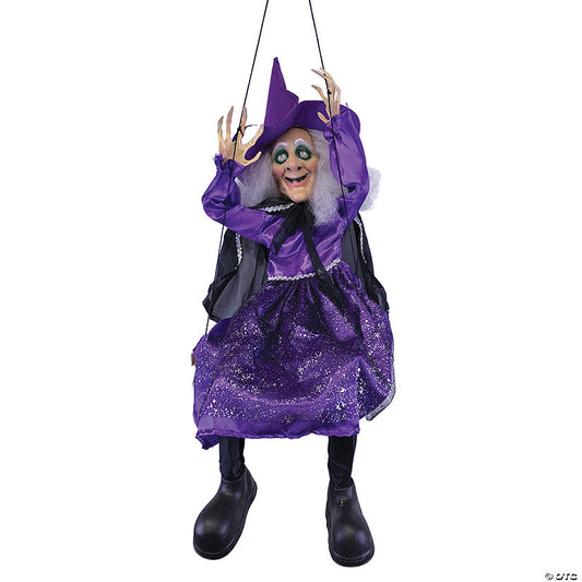 39" Hanging Kicking Witch On Swing Decoration | USA Decoration®