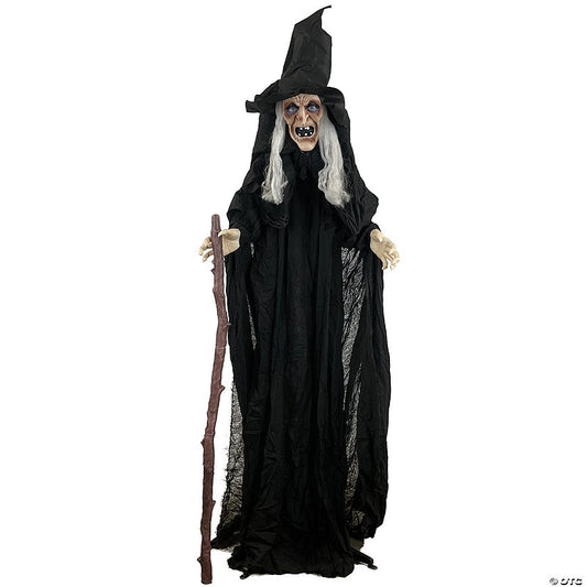 72" Animated Witch with Cane Halloween Decoration | USA Decoration®