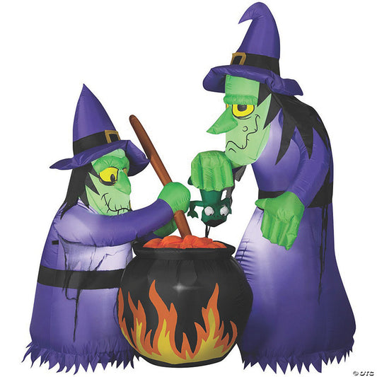 6' Blow Up Inflatable Double Bubble Witches With Cauldron Outdoor Yard Decoration | USA Decoration®