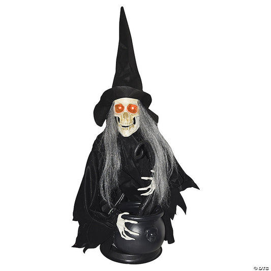 31" Animated Witch with Cauldron Halloween Decoration