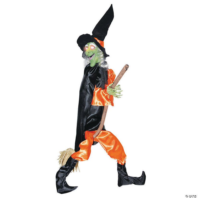 48" Hanging Leg Kicking Witch With Broom Halloween Decoration | USA Decoration®