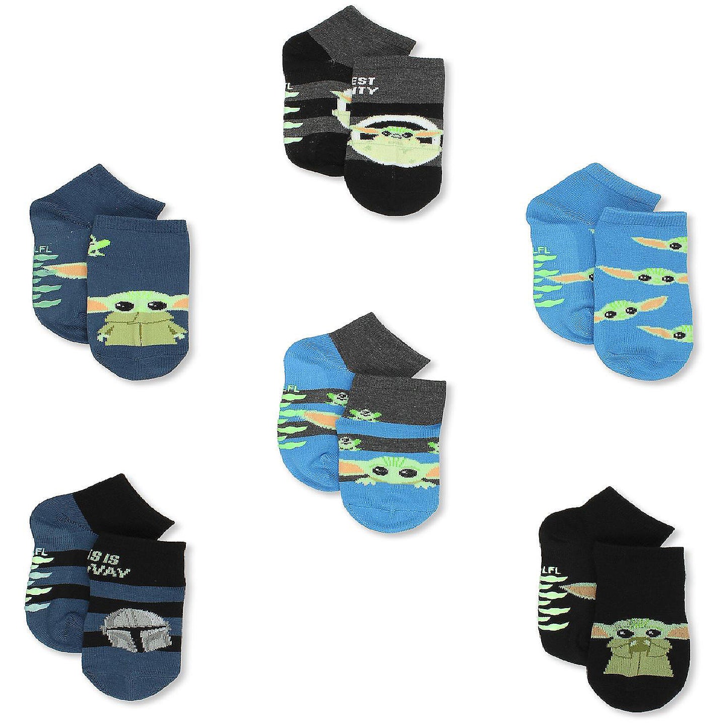 Star Wars The Mandalorian Baby Yoda Toddler Kids 6 Pack Gripper Socks (Small, Grey)