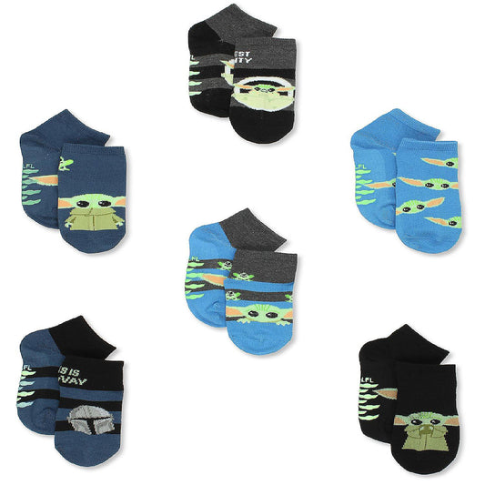 Star Wars The Mandalorian Baby Yoda Toddler Kids 6 Pack Gripper Socks (X-Small, Grey)