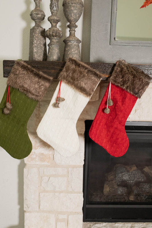 22" Sweater Knit Stocking w/ Faux Fur Cuff