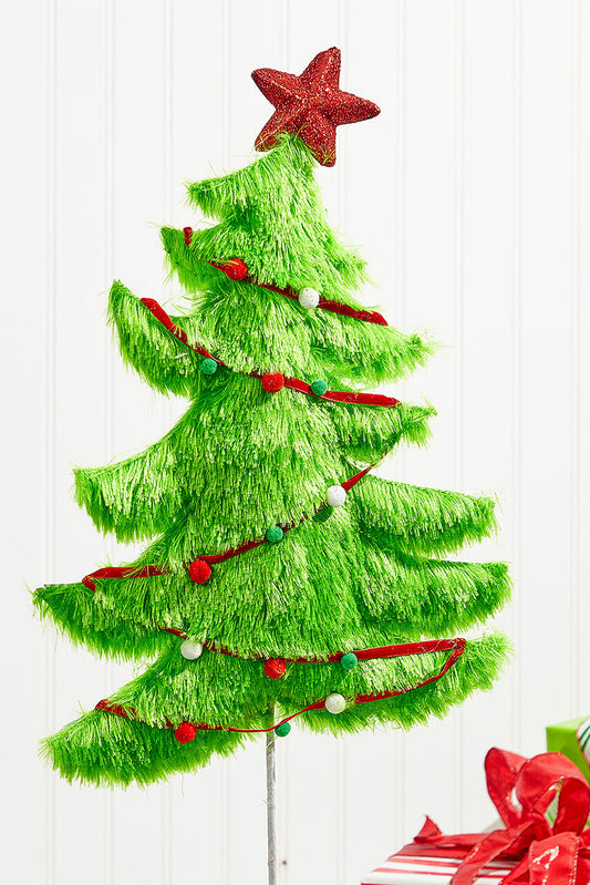 27” Furry Christmas Tree Pick for Holiday Decor