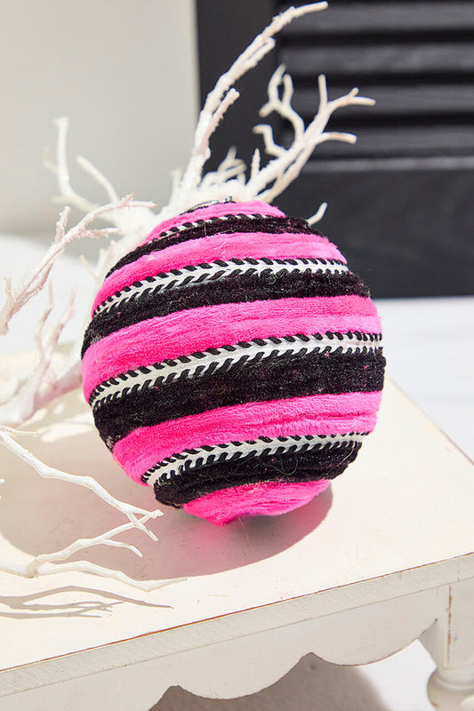 5" Pink Velvet Stripe Ball Ornament Playful Holiday & Halloween Accent