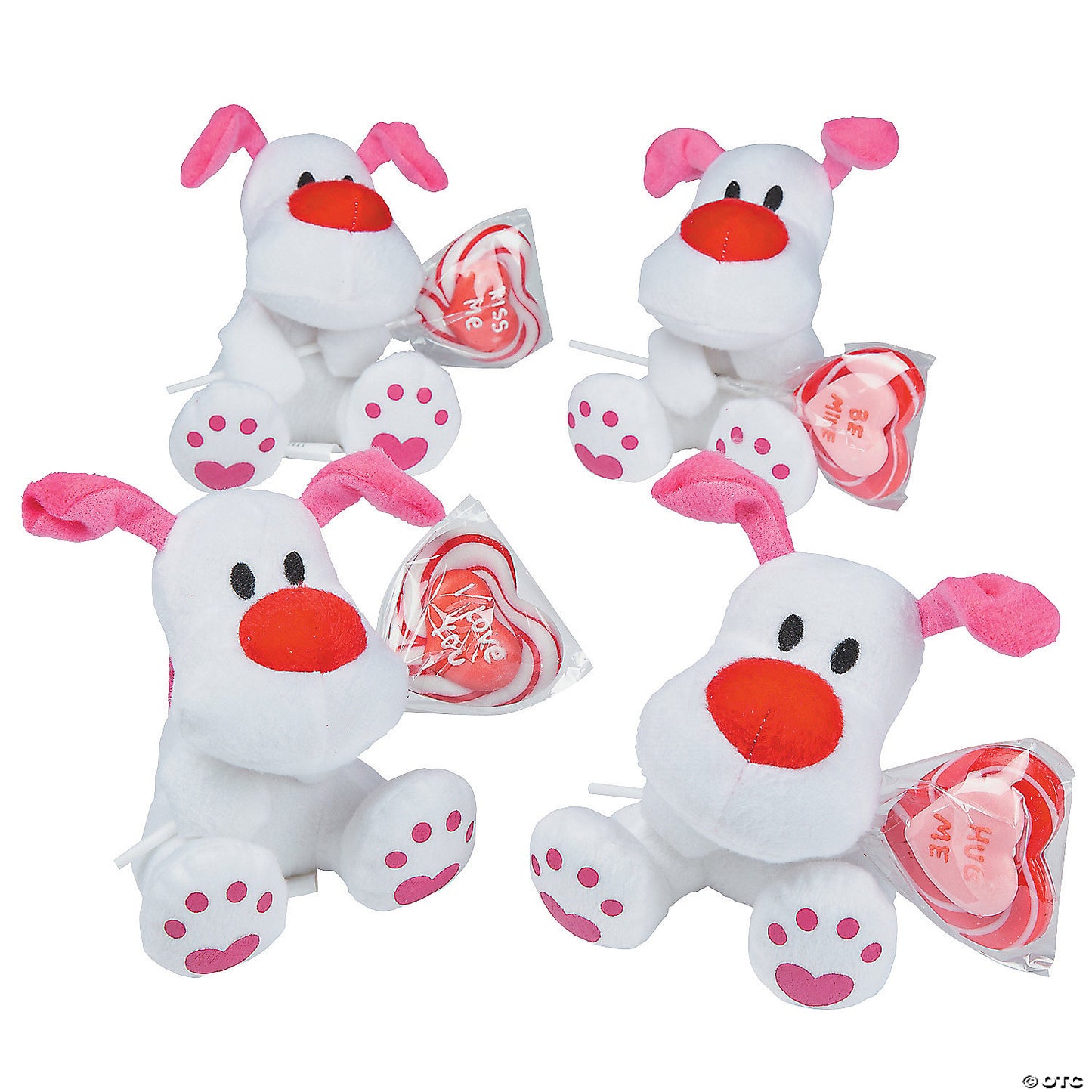 Stuffed Dog with Lollipop Valentine Exchanges for 12 | USA Decoration®