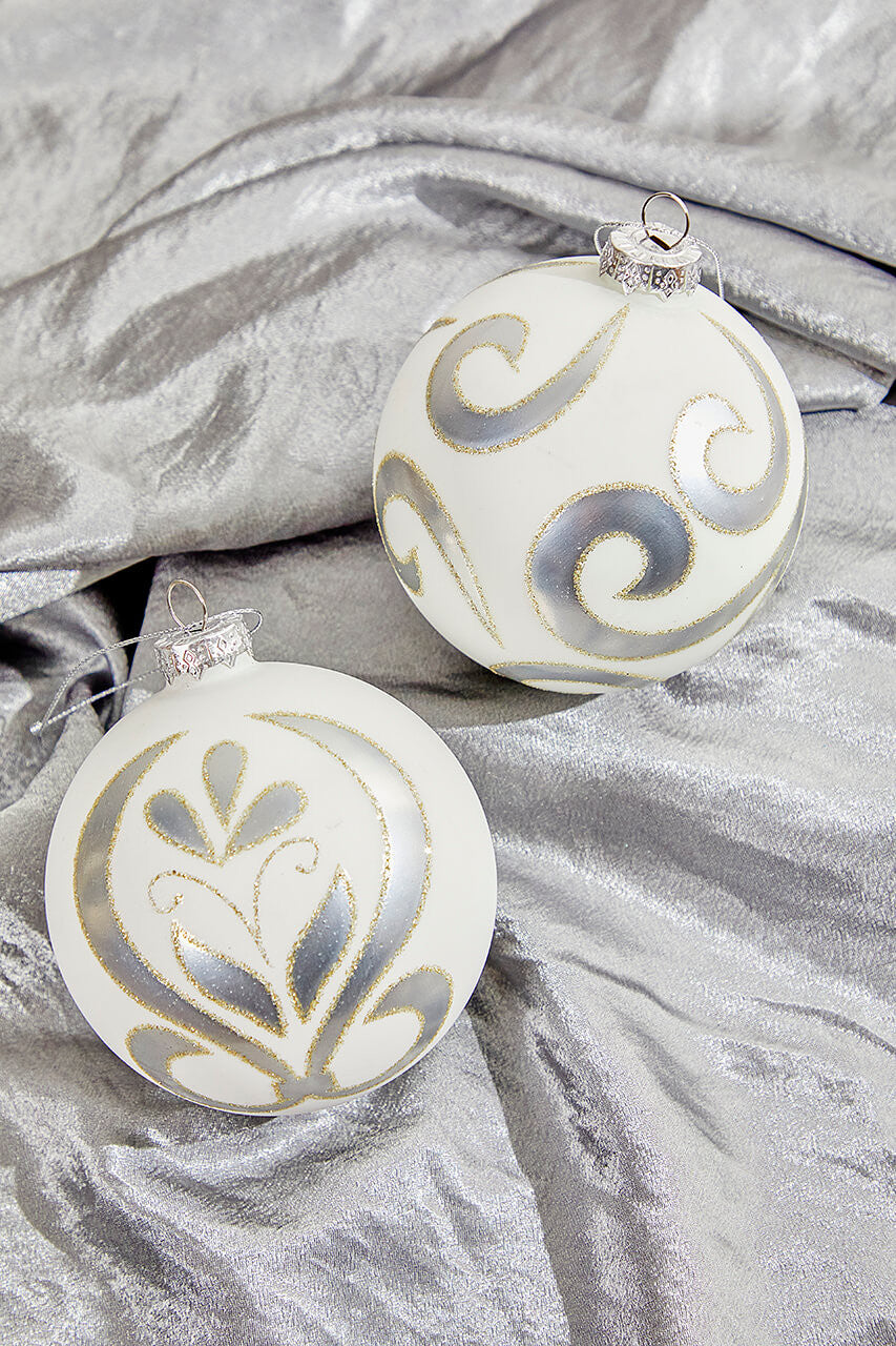 4? Swirl Holiday Ball Ornament Elegant Glass Tree Decoration