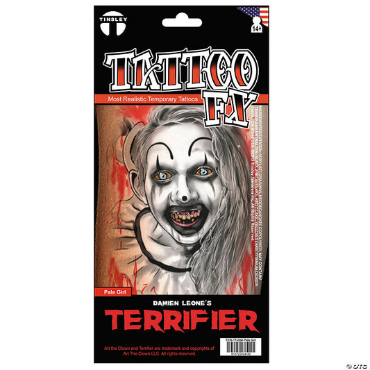 Tinsley Transfers Terrifier 3™ Pale Girl Temporary Tattoo | USA Decoration®