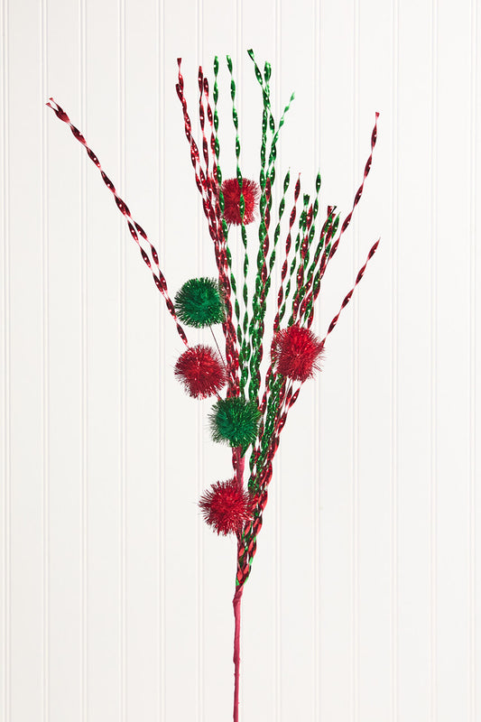34” Tinsel Ball Spray for Holiday and Seasonal Decor