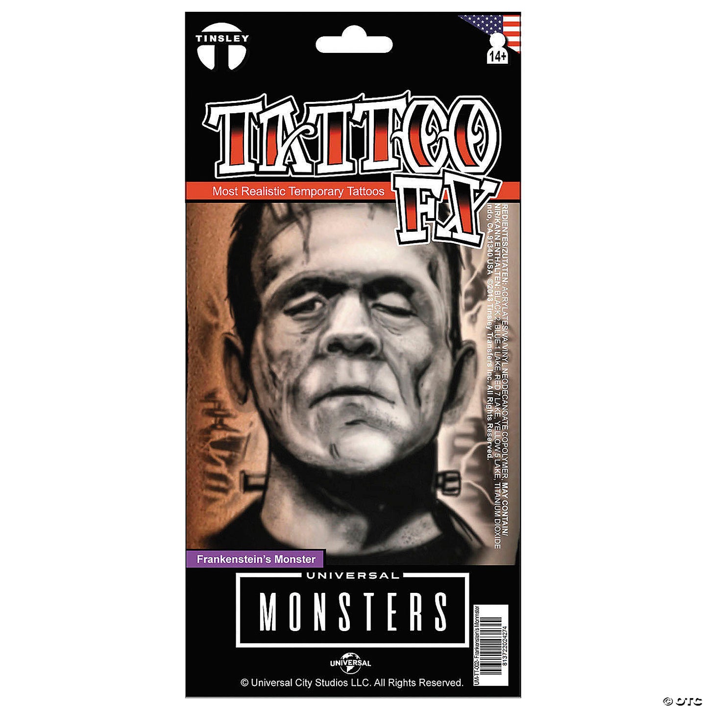 Tinsley Transfers Universal Monsters™ Frankenstein's Monster Temporary Tattoo