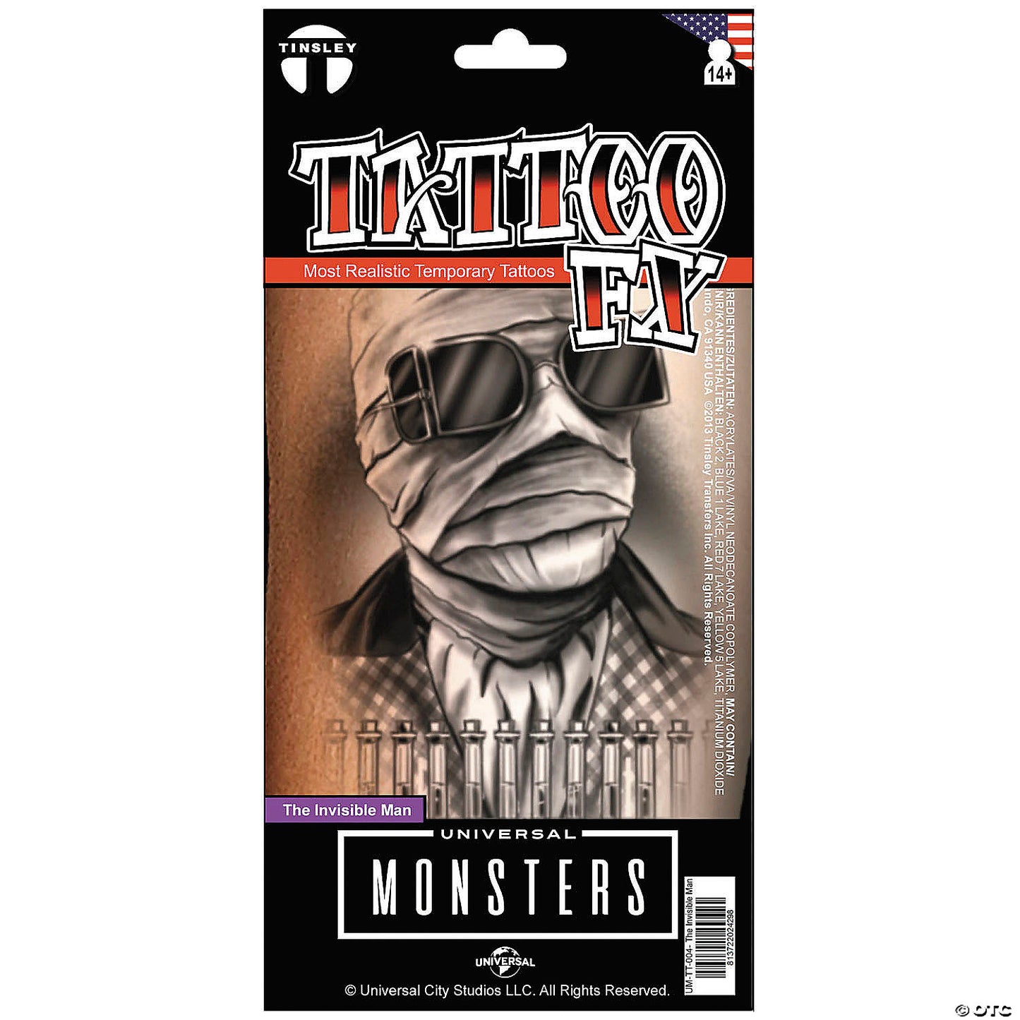 Tinsley Transfers Universal Monsters™ The Invisible Man™ Temporary Tattoo