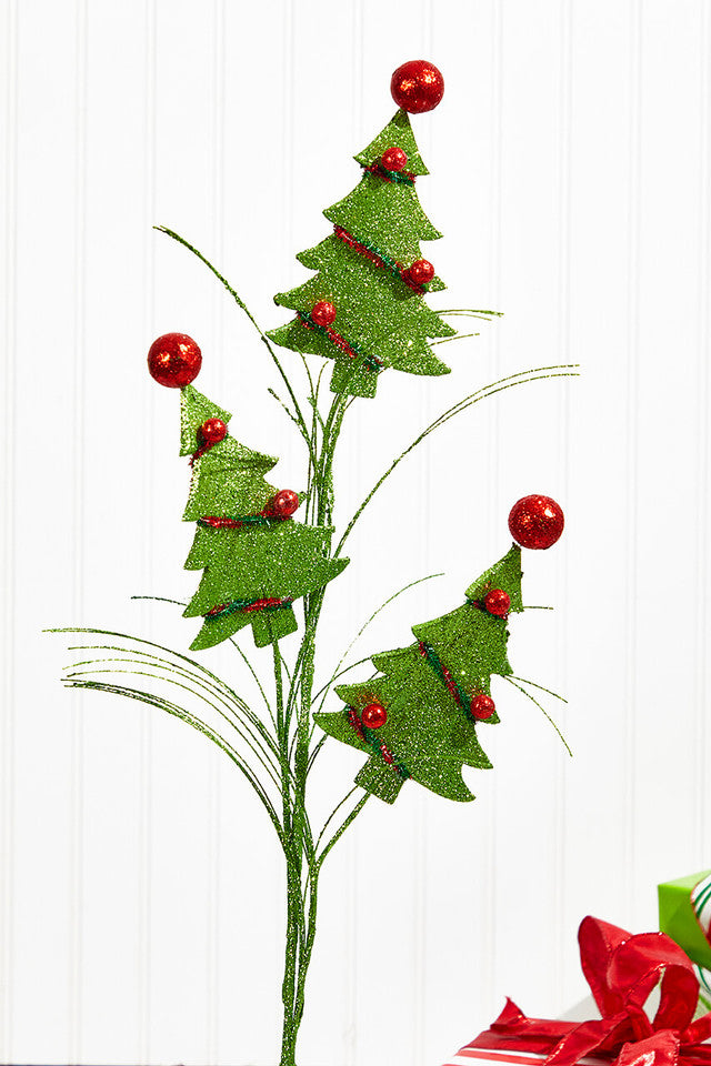 34" Glitter Sequins Whimsy Tree Spray Green Red Christmas Decoration