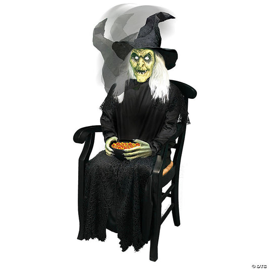21" Animated Sitting Witch Halloween Prop | USA Decoration®
