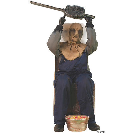 45" Seated Animated Chainsaw Greeter Prop | USA Decoration®