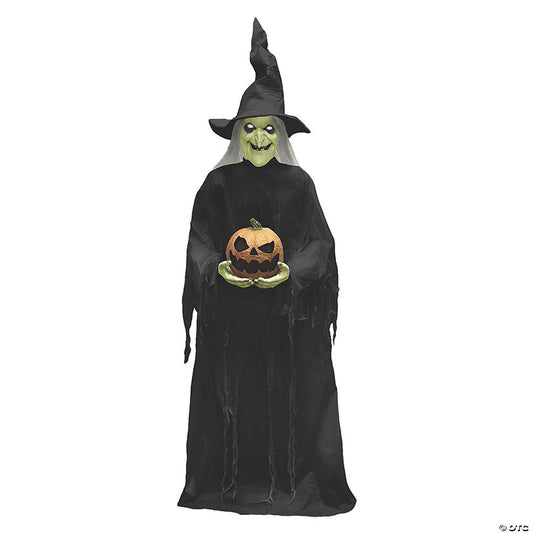7 Ft. Animated Light-Up Green Witchy Witch Halloween Decoration | USA Decoration®
