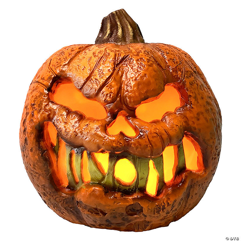 8" Rotten Flaming Pumpkin™ With Timer Halloween Decoration | USA Decoration®