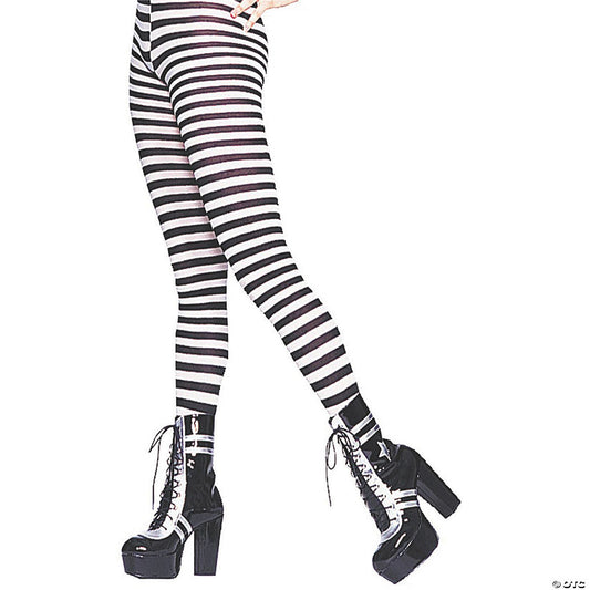 Black White Striped Plus-Size Tights | USA Decoration®