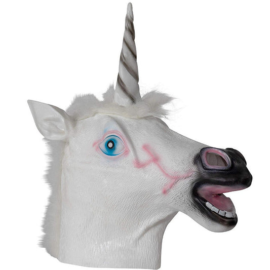 1 Piece(s): Unicorn Head Costume Accessory - Realistic White and Pink Animal Unicorn Horse Head for All Ages | USA Decoration®