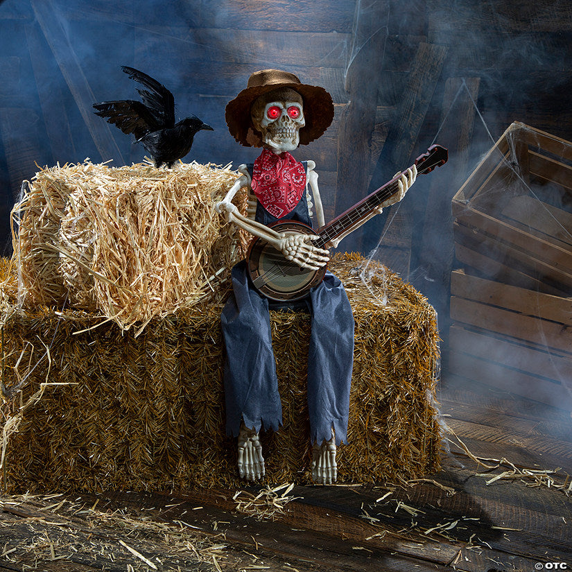 39" Skeleton Playing Banjo Animated Halloween Decoration | USA Decoration®