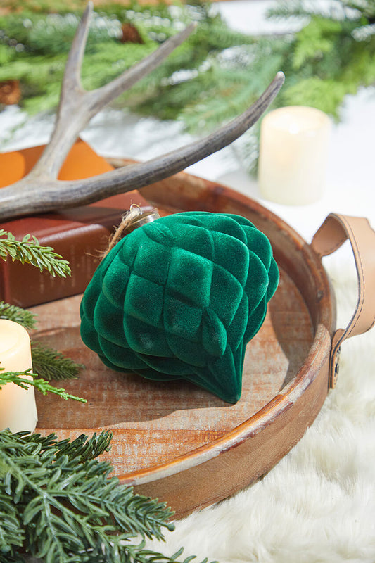 6? Green Velvet Onion Ornament Quilted Luxe Holiday Décor