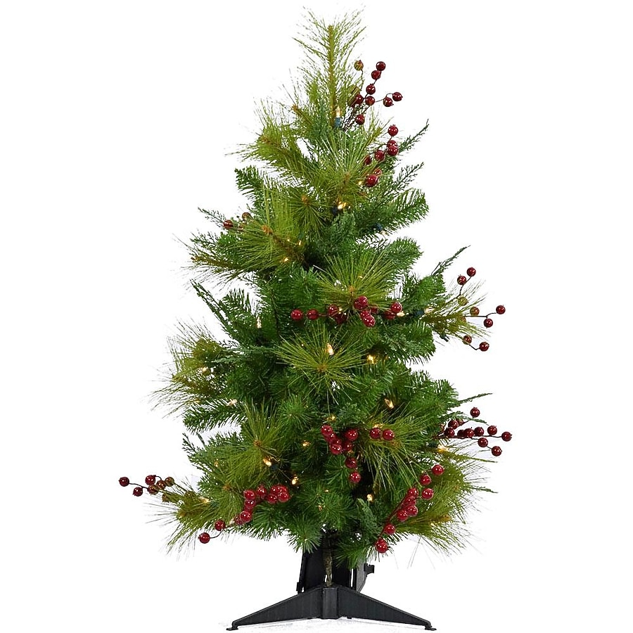 StayBright 2-ft Newberry pine Pre-lit Artificial Christmas Tree with Multicolor LED Lights | USA Decoration®