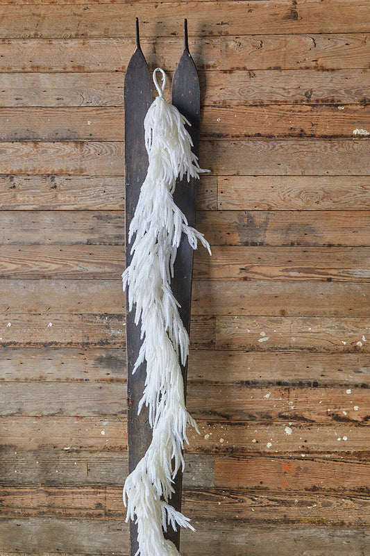 120” Real Touch Flocked White Norfolk Pine Garland for Elegant Winter and Holiday Decor