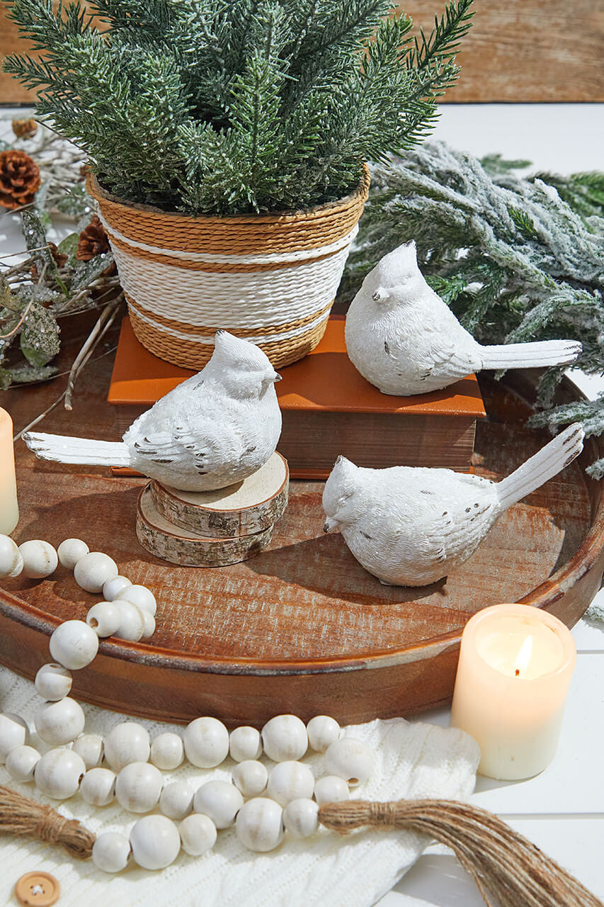 6? White Resin Cardinal Figurine Elegant Seasonal Accent