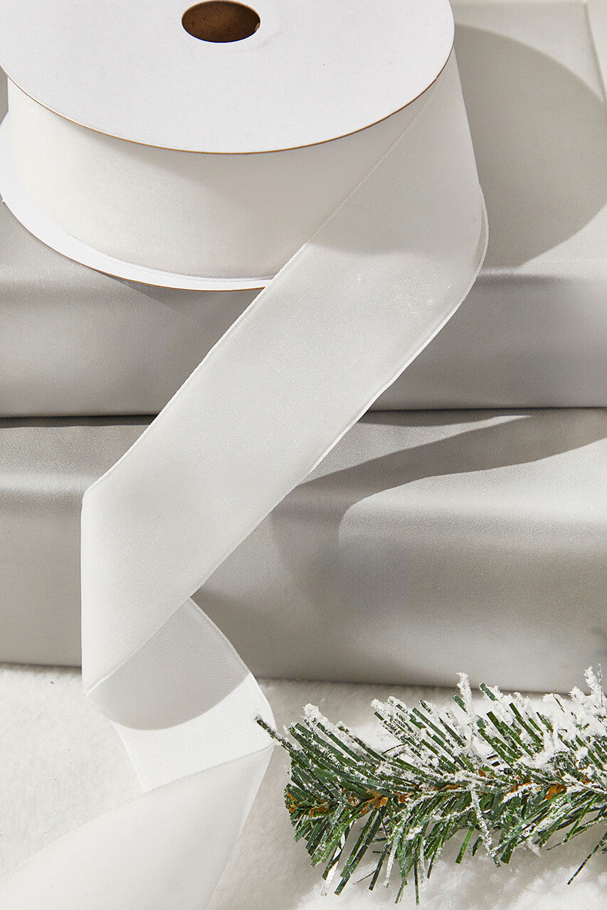 1.5" x 10 Yard White Unwired Velvet Ribbon Elegant Crafting & Gift Wrapping