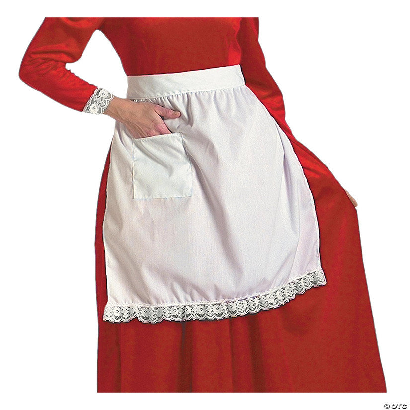1 Piece(s): Women's Mrs. Claus White Cotton Apron | USA Decoration®