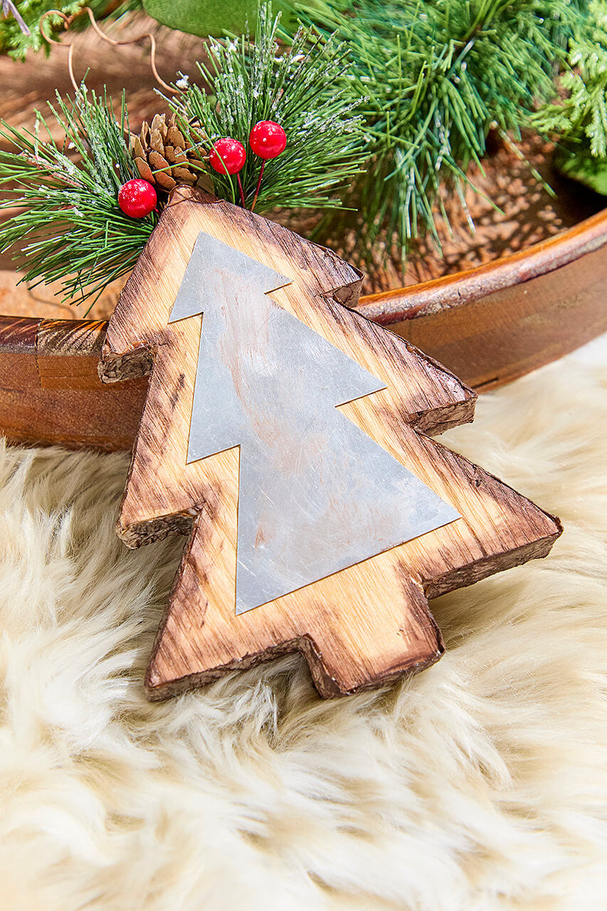 7? Rustic Layered Tree Ornament Hanging Holiday Accent