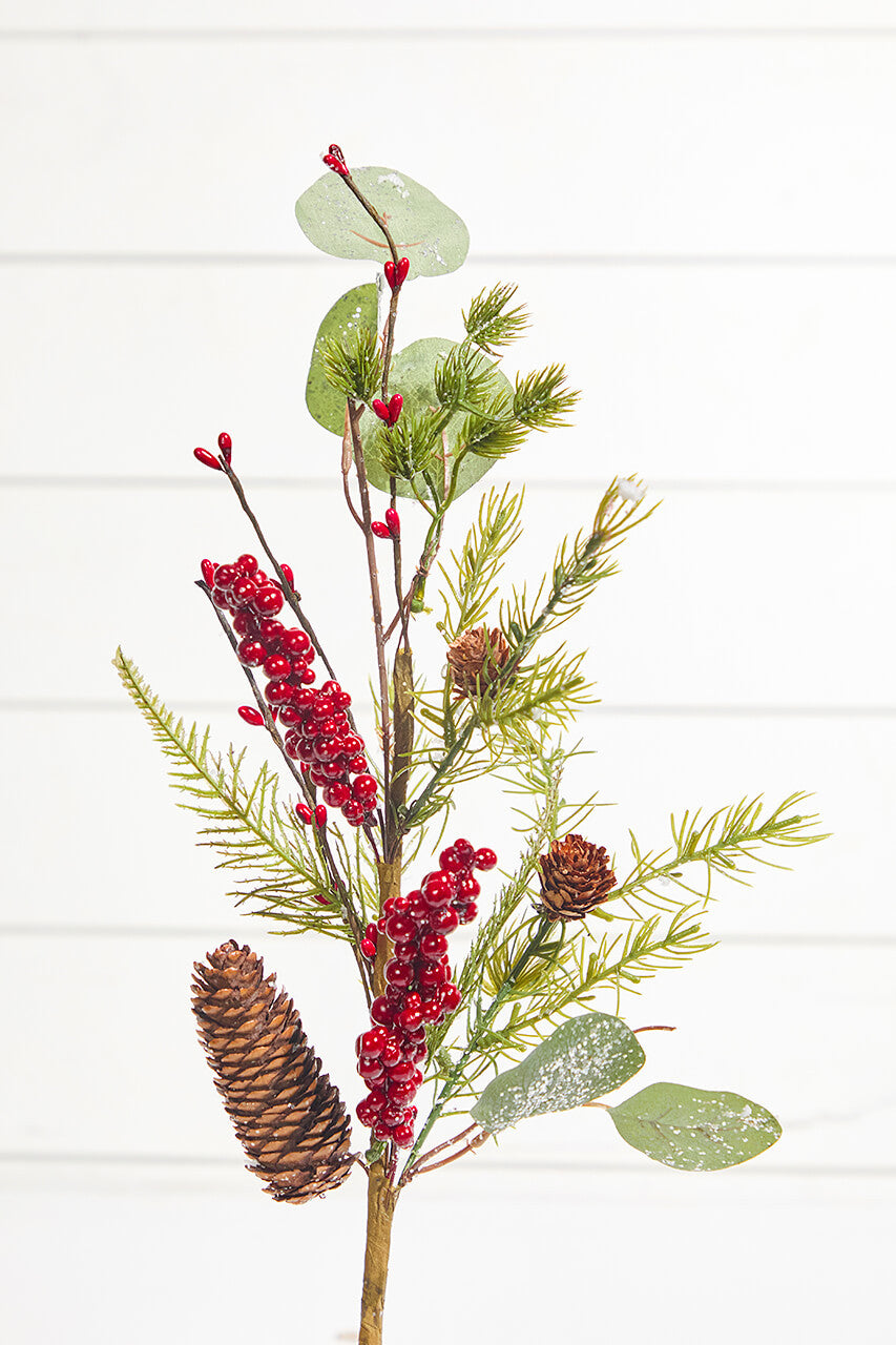 18? Berry & Pinecone Pick Rustic Holiday Accent Spray