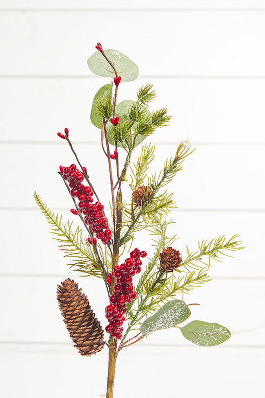 18? Berry & Pinecone Pick Rustic Holiday Accent Spray