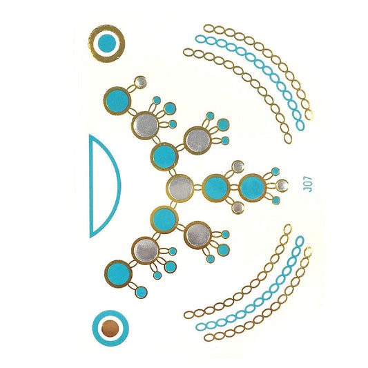 Wrapables Celebrity Inspired Temporary Tattoos in Metallic Gold Silver and Black, Large, Bubble Necklace_1