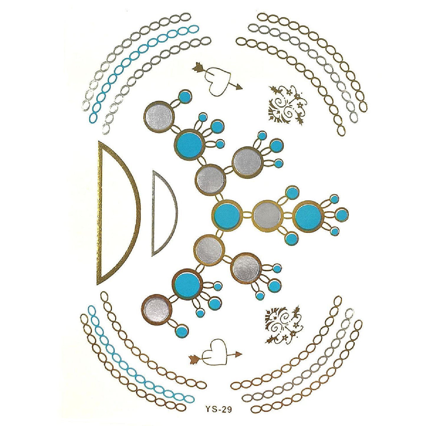 Wrapables Celebrity Inspired Temporary Tattoos in Metallic Gold Silver and Black, Large, Bubble Necklace_2