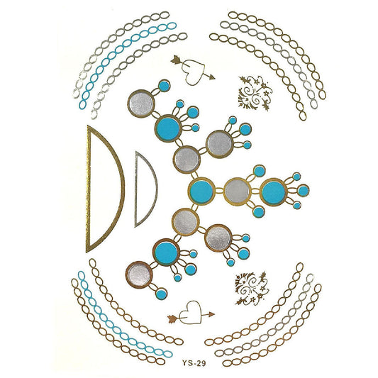 Wrapables Celebrity Inspired Temporary Tattoos in Metallic Gold Silver and Black, Large, Bubble Necklace_2