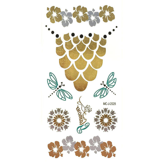 Wrapables Celebrity Inspired Temporary Tattoos in Metallic Gold Silver and Black, Medium, Hawaiian