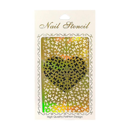 Wrapables Gold Nail Art Guide Large Nail Stencil Sheet - Butterflies
