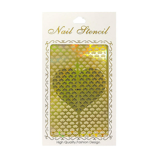 Wrapables Gold Nail Art Guide Large Nail Stencil Sheet - Fan