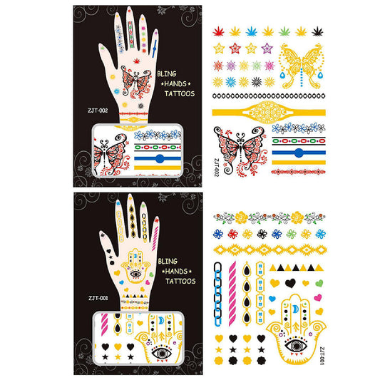 Wrapables Metallic Body Art Hand Tattoos, Faith and Free Spirit