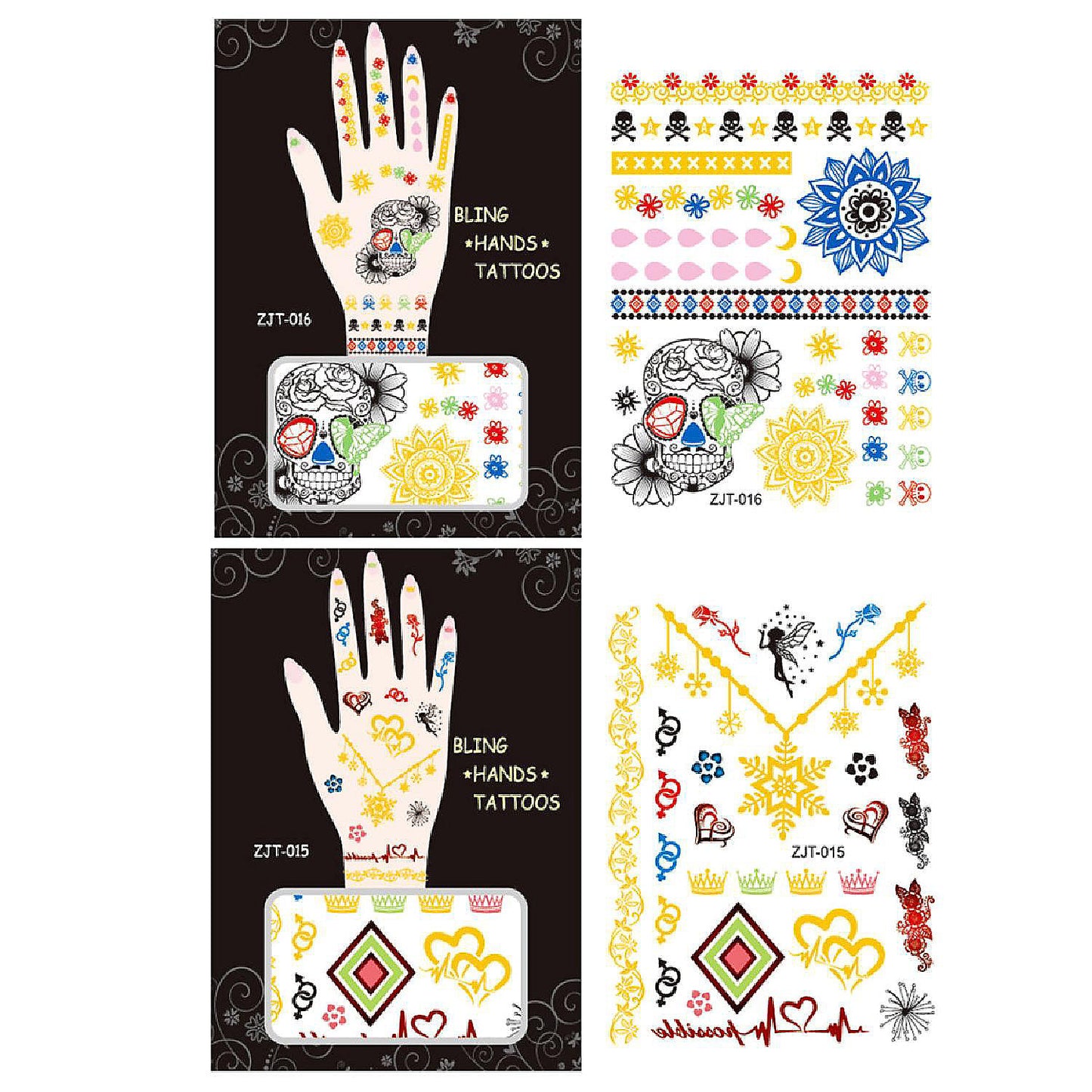 Wrapables Metallic Body Art Hand Tattoos, Remembrance and Fairy Tale