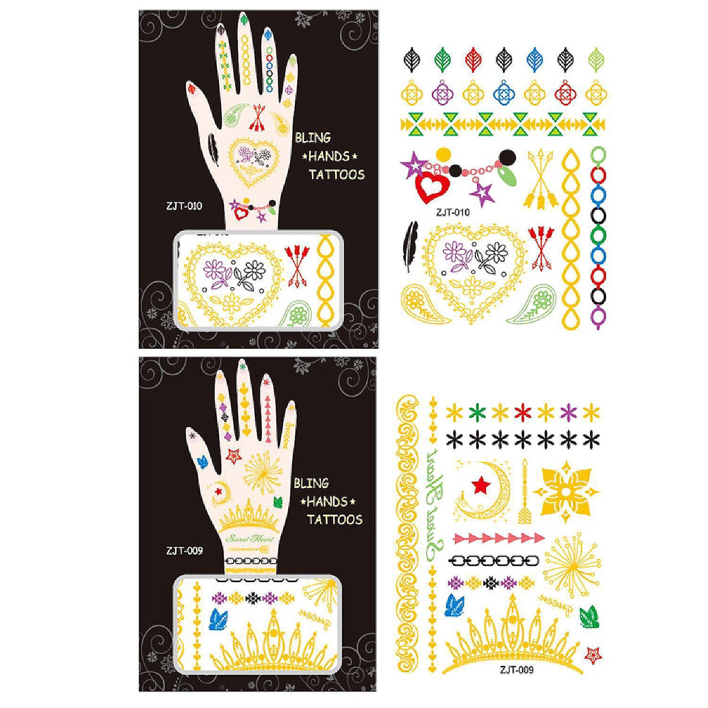 Wrapables Metallic Body Art Hand Tattoos, Sweet Heart