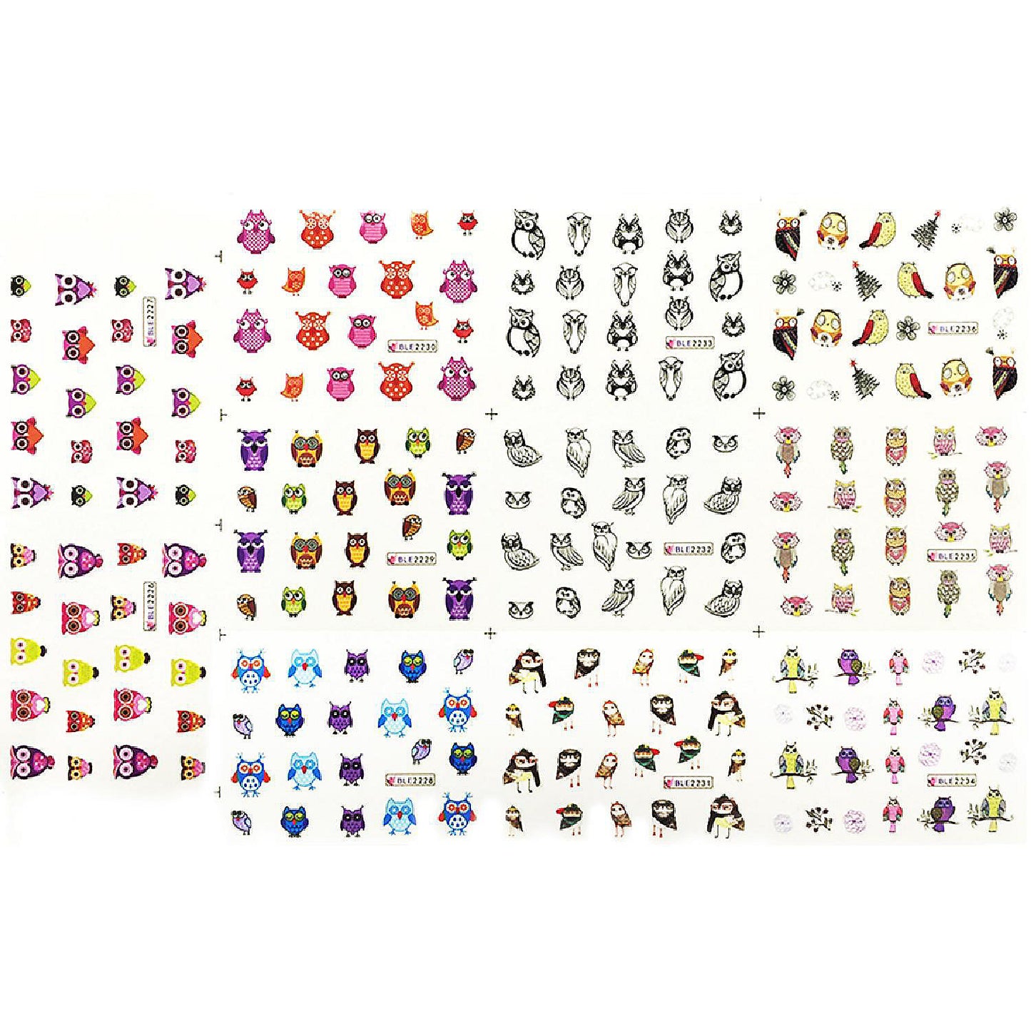 Wrapables Owls Water Slide Nail Art Decals Water Transfer Nail Decals (11 Designs/228 Nail Tattoos)