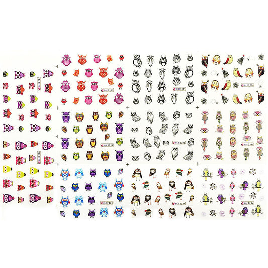 Wrapables Owls Water Slide Nail Art Decals Water Transfer Nail Decals (11 Designs/228 Nail Tattoos)