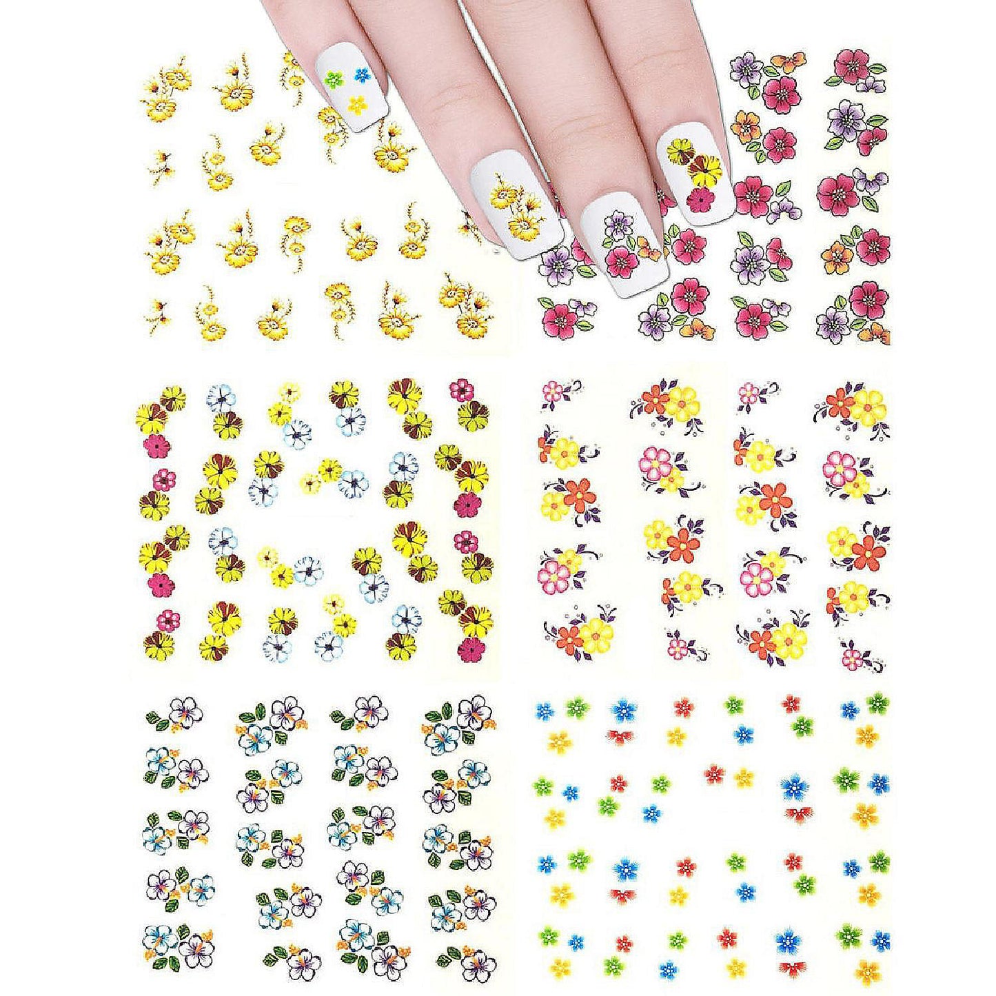 Wrapables Tropical Flowers Water Slide Nail Art Decals Water Transfer Nail Decals (132 Nail Decals)